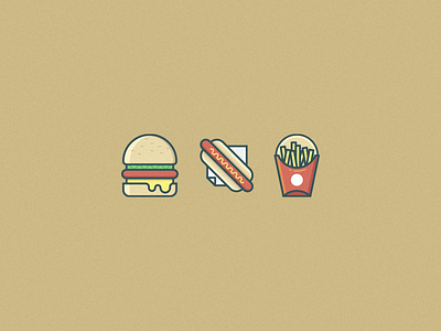 Junk food icons burger fast food fries hot dog icon set icons illustration vector