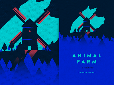 Animal Farm animal farm book cover george orwell illustration pig windmill