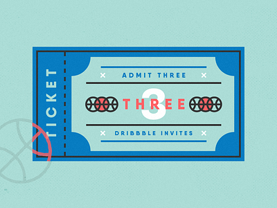 Three Dribbble Invites giveaway illustration invitation invite ticket