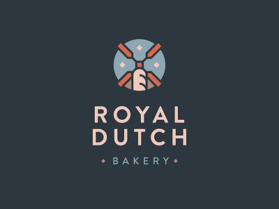 Royal Dutch Bakery no.1 baguette bakery illustartion logo logotype windmill