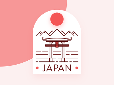 Visit Japan. badge badge design illustration japan line red rising sun uid