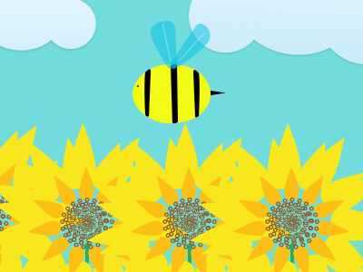 Buzzing Bee flowers graphic design illustration sketch