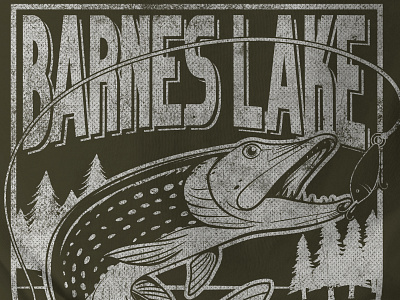 Barnes Lake Pike T badge branding distressed fish fishing illustration pike tshirt vector