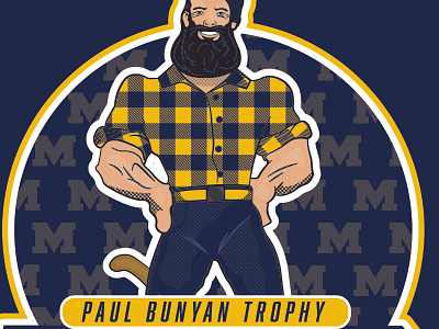 University of Michigan Paul Bunyan Trophy badge character college football illustration michigan rivalry sports trophy