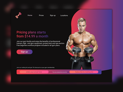 Gym landing page bright gym gym landing page landing page sports page warm warm colors website design