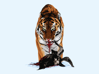 Tiger animals blood ethermary goat head illustrator nature predator snow tiger vector wild cat