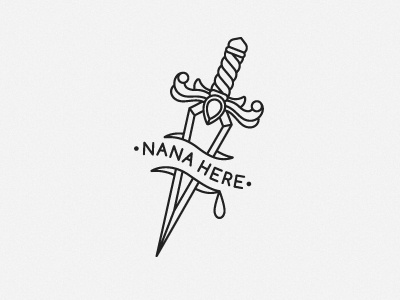 Logo NANA HERE dagger graphics knife logo new school old school tattoo tattoo style vector
