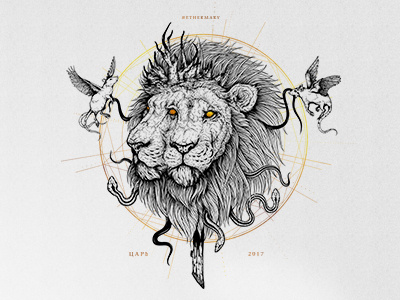 ЦАРЬ animal ethermary head illustration king lion monster mouse snake