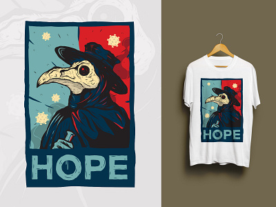 Hope corona digital art graphic design illustration plague doctor poster art tshirt design vector virus