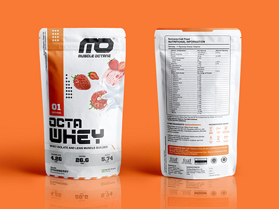 Octa Whey Sachet Design body building branding design fitness gym health identity logo monogram package mockup packagedesign print product branding protein sports