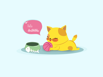 My Kitty blue cat dribbble firstshot kitty pink welcome
