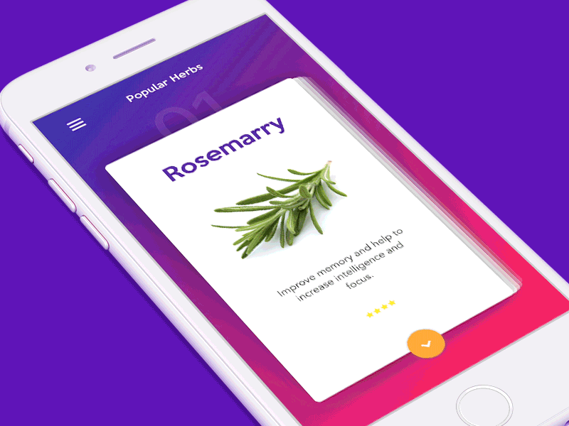 Herbs app anise app intraction pink purple spices star ui ux