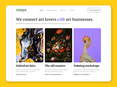 UNIQUE – platform for art lovers and art businesses