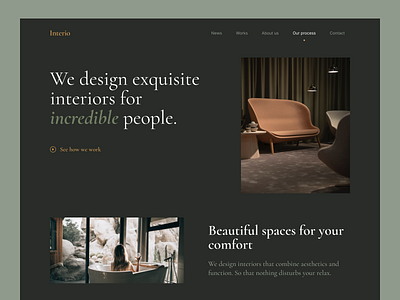 Interior design studio landing page