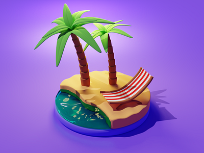 3D Low Poly Beach 3d 3d art 3d design branding design graphic design illustration logo motion graphics ui