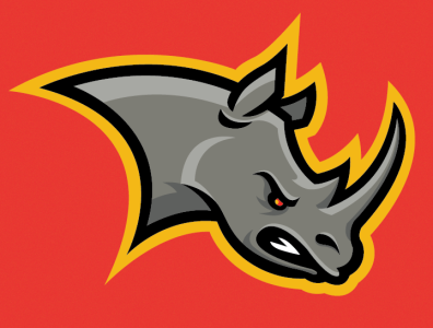 Rhino Team Mascot Logo animal branding esports logo logo logo design rhino sports branding sports design sports logo
