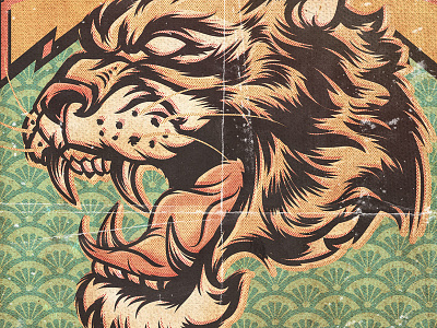 Rage japan mexico rock tattoo tiger vector vintage