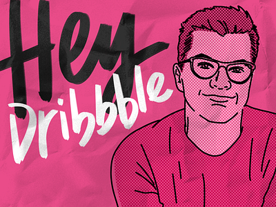 Hey girl hey halftone illustration lettering self portrait