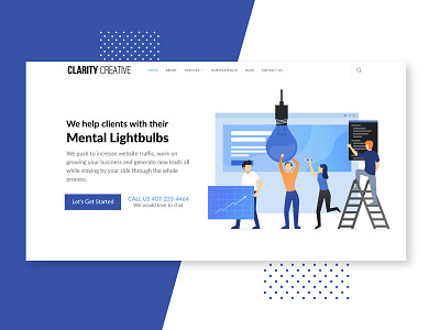 Clarity Creative Header christen design graphic design header hero mental light bulbs romero web web design