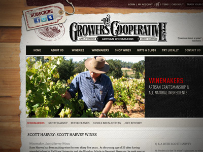 Growers Website artisan california design growers cooperative nashville organic texture website wine wood