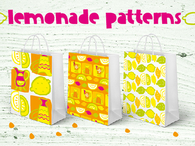 lemonade patterns hand drawn lemons limegreen patterns pink vector yellow