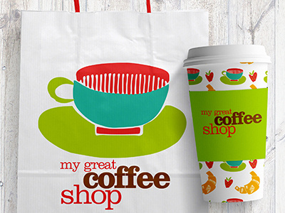 coffee shop to go colorful graphic element hand drawn illustration vector