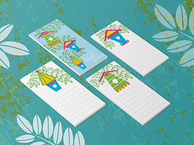 Notepads with bird houses