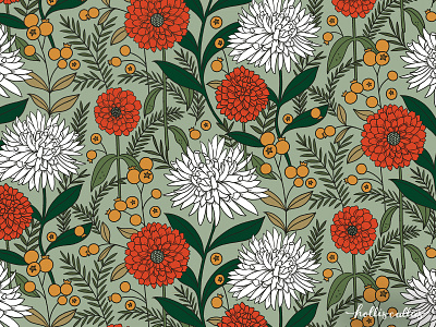 Tis the Season botanical illustration design flowers graphic design illustration illustration digital nature pattern procreate app repeat pattern surface design