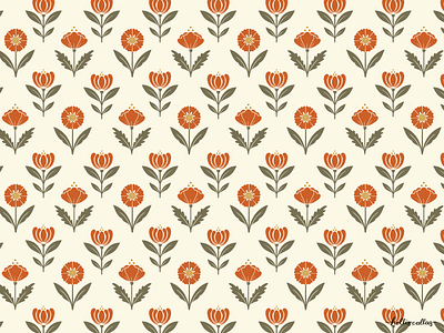 Sweet & Simple botanical flora floral illustration flowers pattern procreate app repeat pattern surface design vintage wallpaper wallpaper pattern