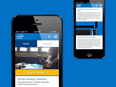 m.Intel Redesign blue design flat graphic interface ios7 iphone mobile redesign site ui ux