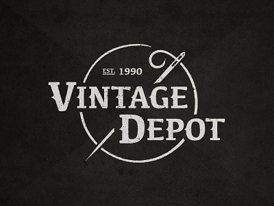 Vintage Depot Logo clothing depot distressed icon identity lockup logo needle thread type vintage