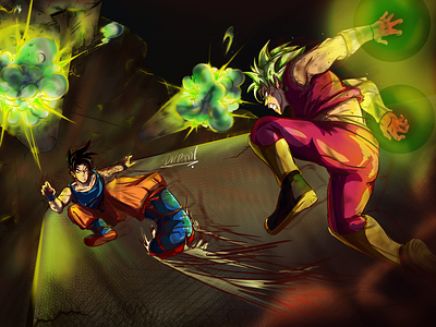 Goku vs Kefla animation graphic design illustration