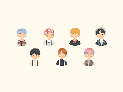 BTS bts characters digital illustration digitalart doodle illustration procreate sketch