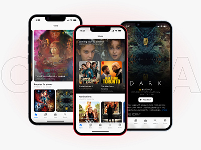 Cinema - App Concept For Streaming Movies app apple tv bright cinema clean design film hero hero screen movie netflix ui