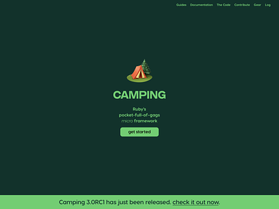 Ruby Camping Landing Page Idea branding design