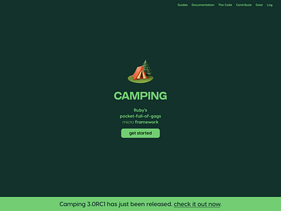Ruby Camping Landing Page Idea
