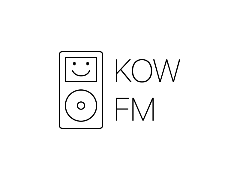 KOW FM branding podcast line art logo branding