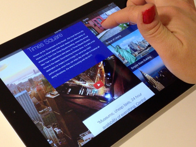 NYC Tablet City Guide booking.com city guide hotels interactive multi media multi gesture tablet website