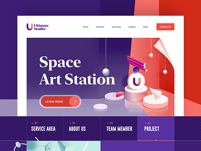 Ultimate Studio 3d abstract element branding illustration purple studio ghibli ui uiux web design 应用界面设计