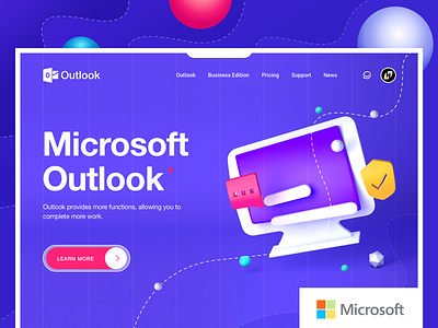 Microsoft Outlook Landing page design design illustration outlook ui uiux web design 应用界面设计