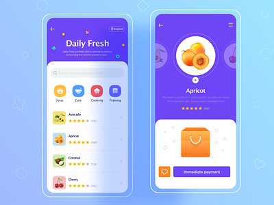 Daily Fresh UI fruits app illustration ui uiux web design 应用界面设计