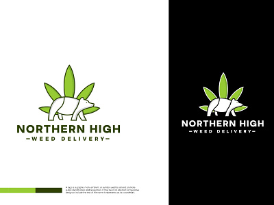 Bear and marijuana leaf logo design emblem logo