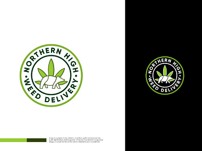 Bear with marijuana leaf circle logo design emblem logo