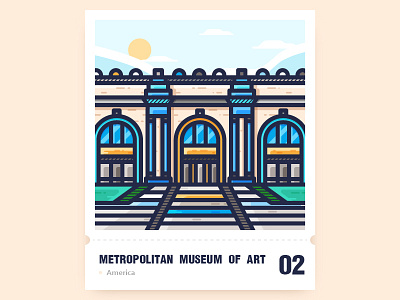 Metropolitan Museum of Art architecture building city flat icon illustration tour guide