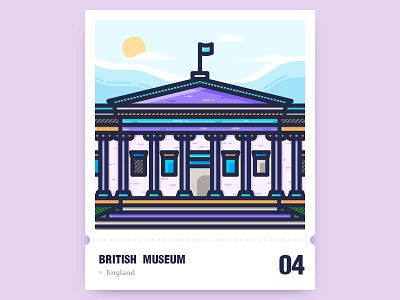 British Museum architecture building city flat icon illustration tour guide