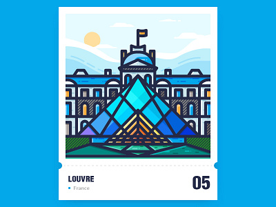 France Louvre architecture building city flat france icon illustration louvre tour guide