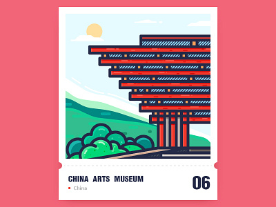 China Art Museum architecture building city flat icon illustration tour guide