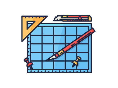 Tools handmade knife icon illustration outline ruler