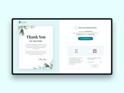 Thank you page for an ecommerce cosmetic brand desktop application ecommerce ecommerce app ecommerce design order confirmation order fulfillment shopping app ui ux
