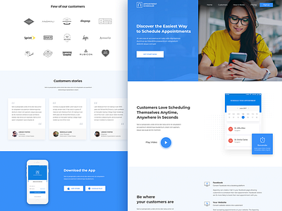 Appointment app landing page app landing page appointment blue home homepage landing page minimal product website